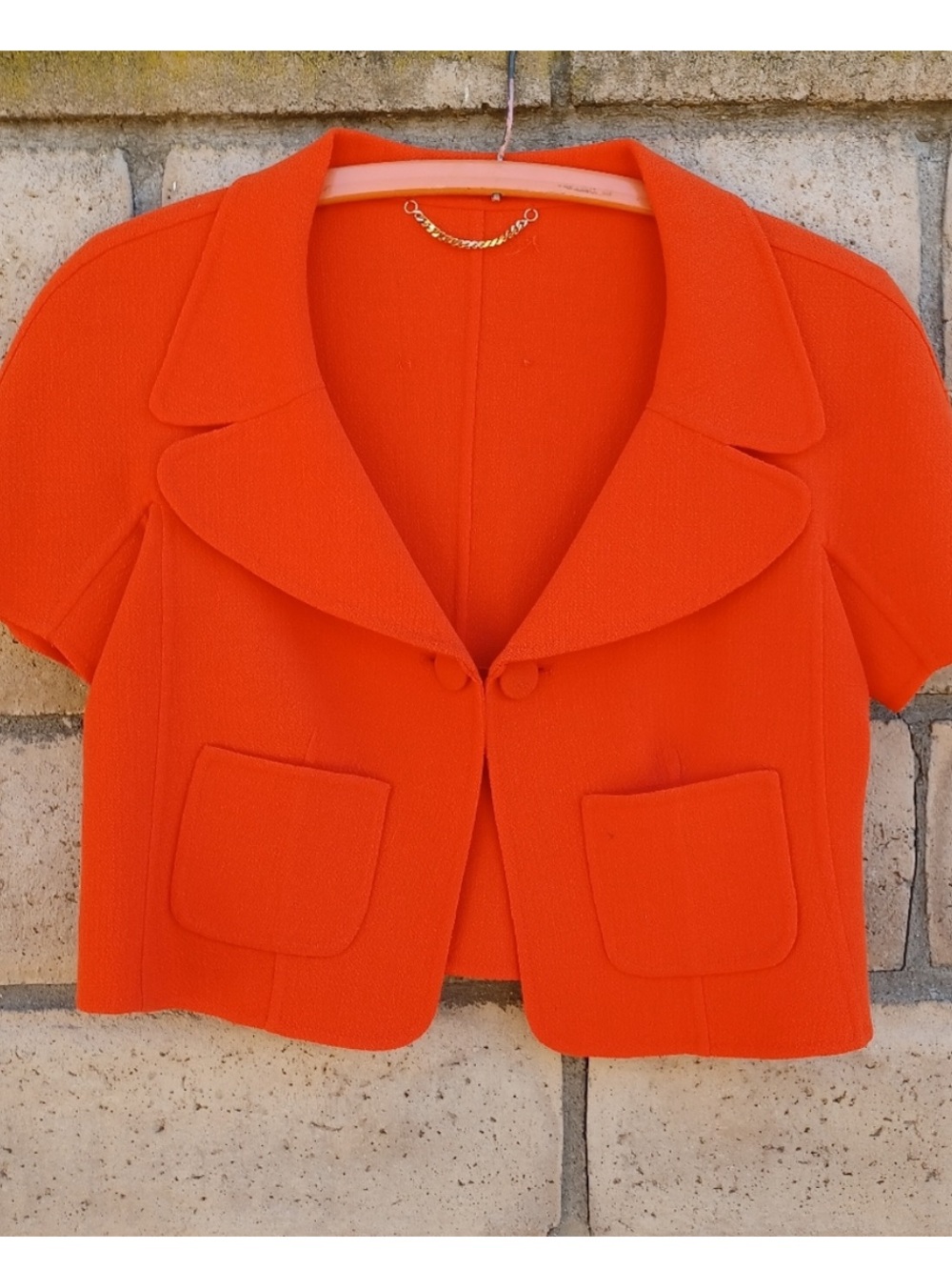 Moschino 100% Wool Vintage Barbie style Cropped Short-Sleeve Blazer